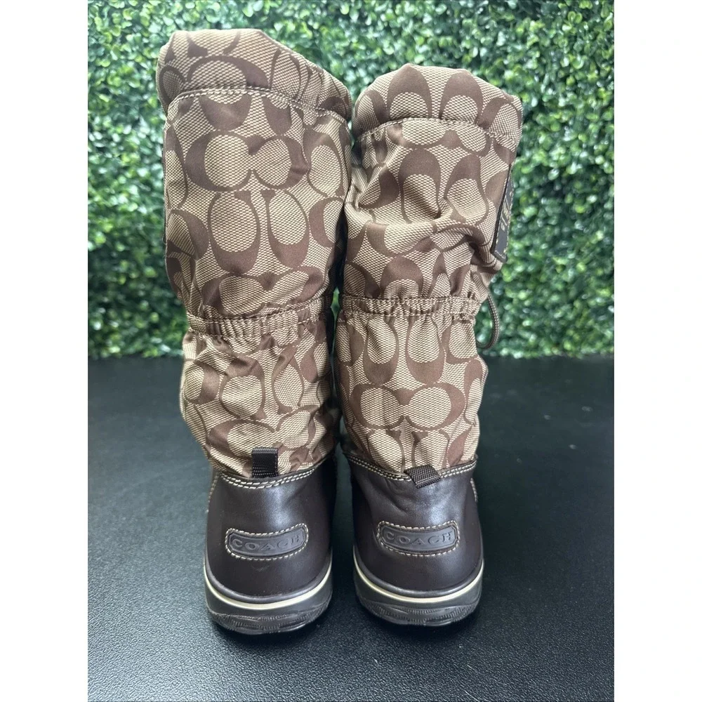 Coach Women's Shane Signature C Brown/Khaki Monogram Mid-Calf Boots Size 9B